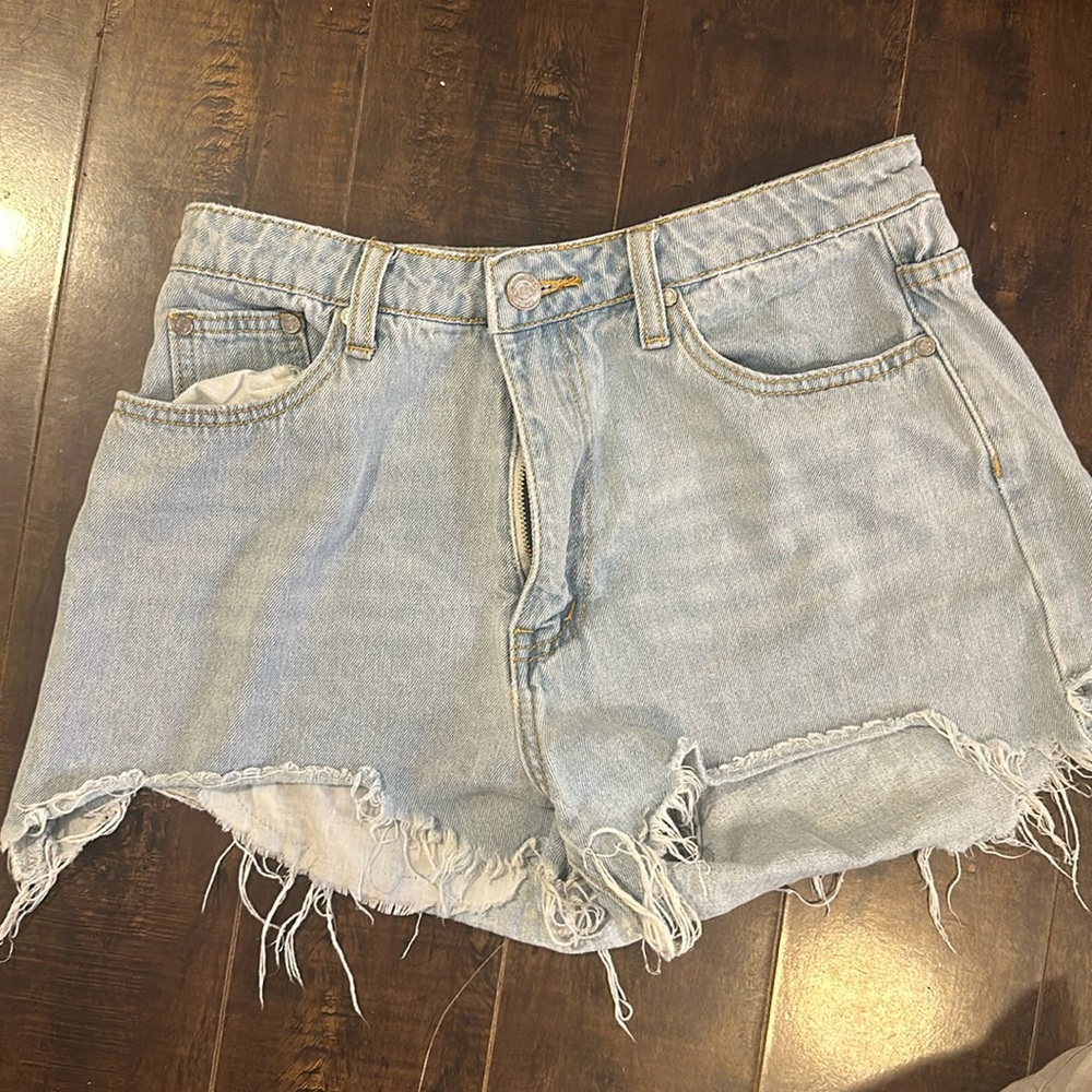 Missguided Light Blue Distressed Jean Shorts
